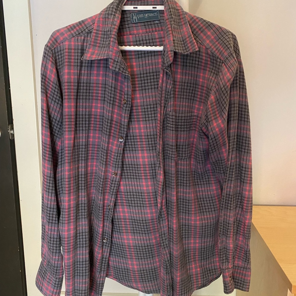 Van Heusen pink and grey flannel